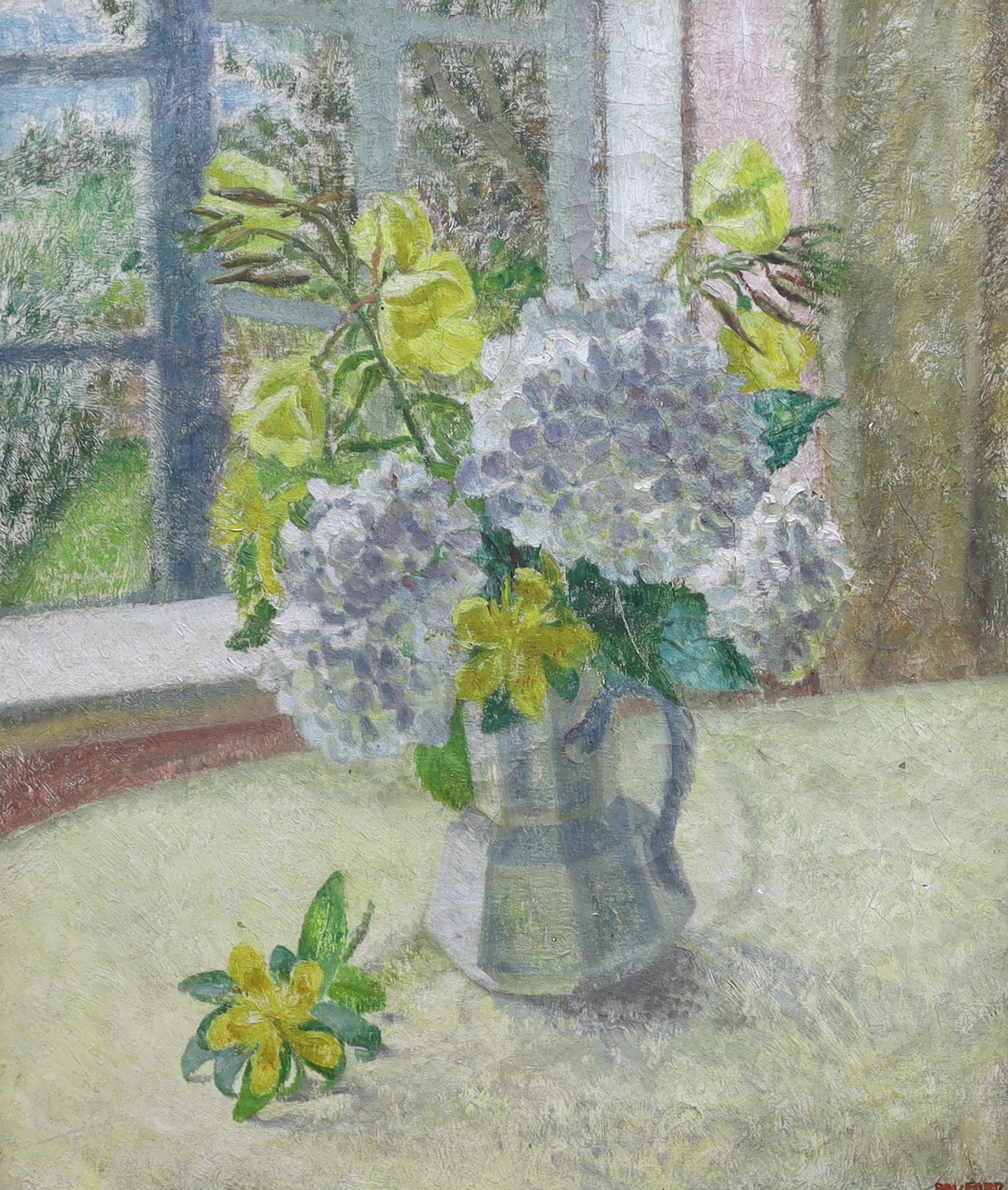Marjorie Frances Bruford (Midge Bruford, 1902-1958) oil on canvas, Still life of flowers in a jug, signed, 58 x 48cm